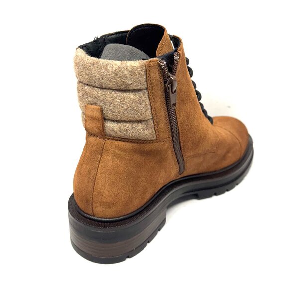 MIZ MOOZ NUBUCK LEATHER BOOTS SIDE ZIP LACE UP 37EU/ 7US CAMEL Z-167 - Picture 5 of 6